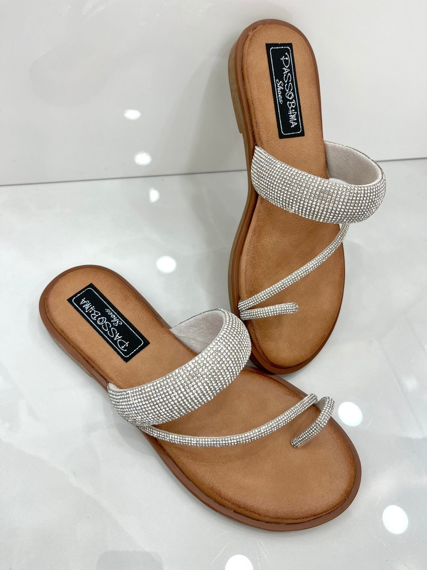 Flat Παντοφλάκια με Strass vol.2 Silver
