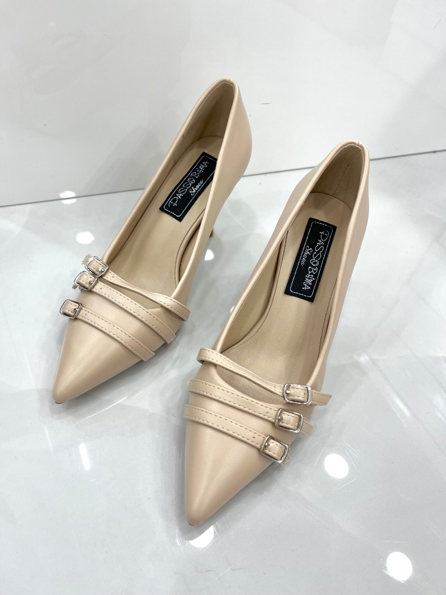 Γόβα Ψηλό Τακούνι με Ζωνάκια AllBeige