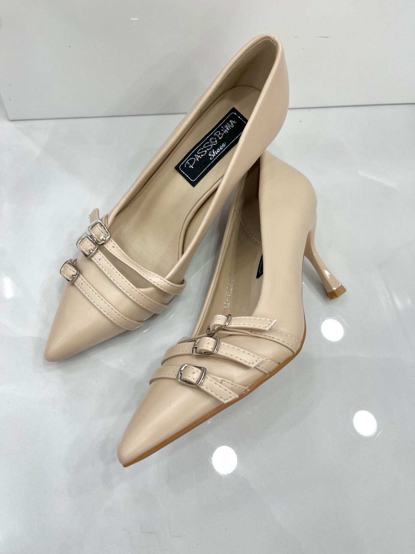 Γόβα Ψηλό Τακούνι με Ζωνάκια AllBeige