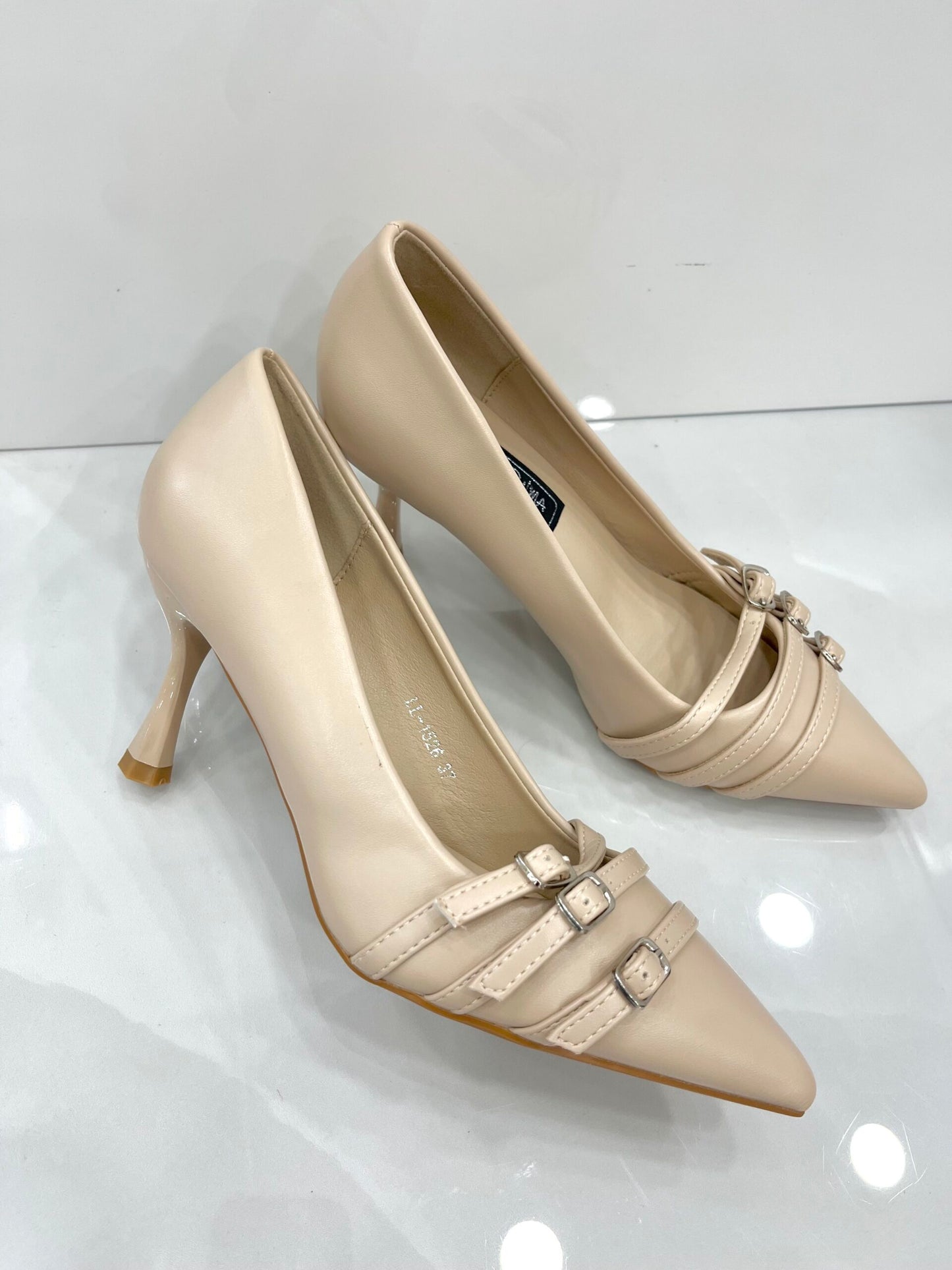 Γόβα Ψηλό Τακούνι με Ζωνάκια AllBeige