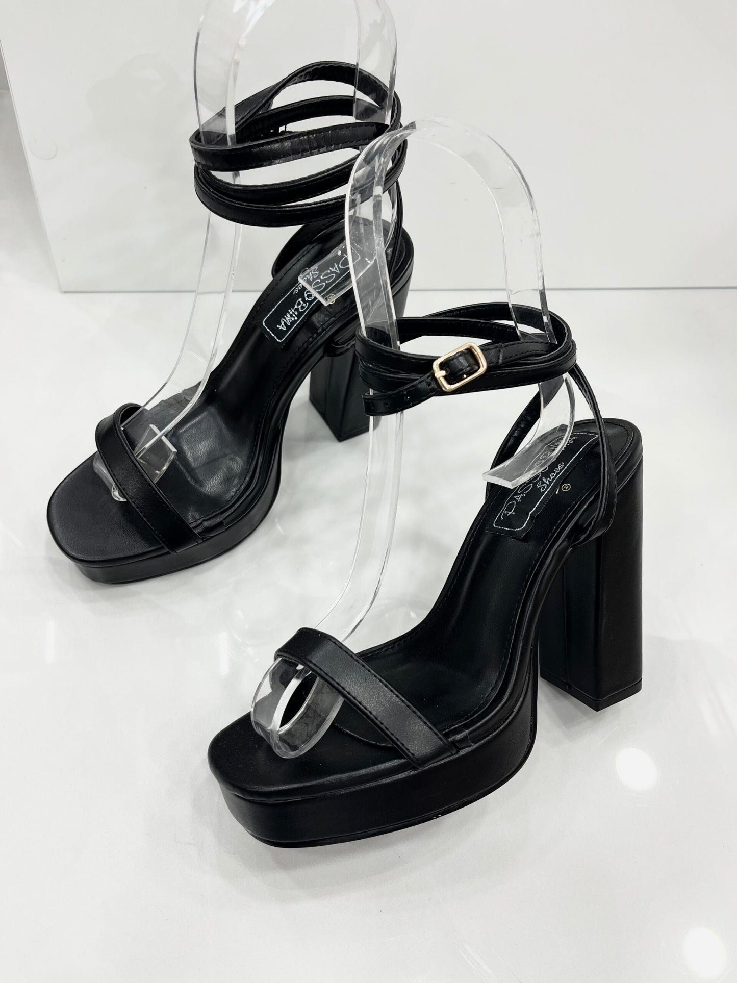 High Heel Πέδιλο με Φιάπα Black