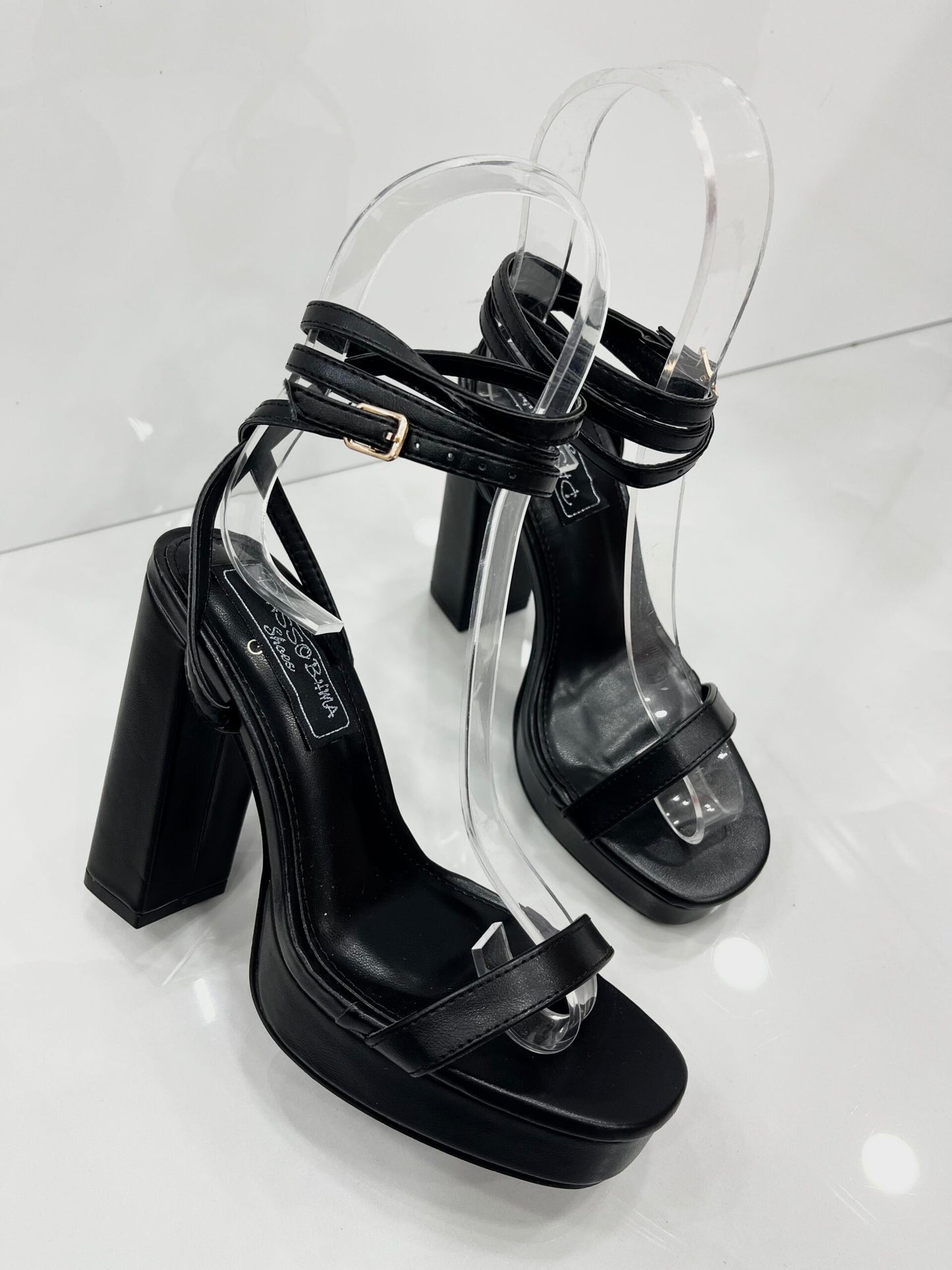 High Heel Πέδιλο με Φιάπα Black