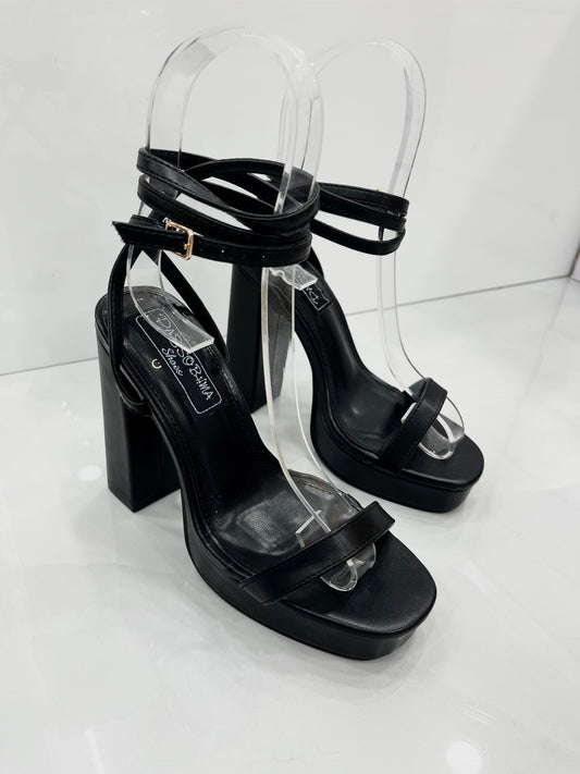 High Heel Πέδιλο με Φιάπα Black
