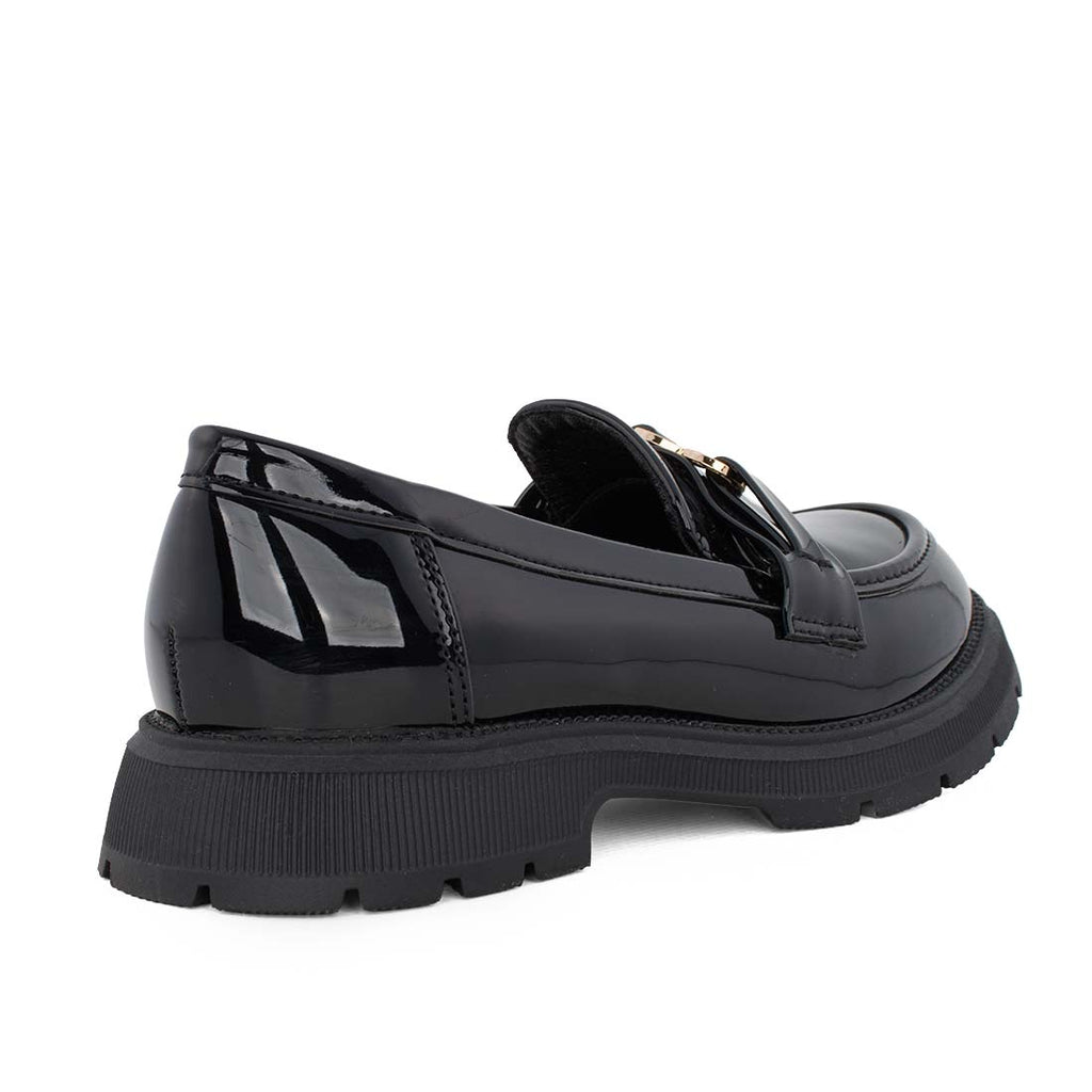 Exe XA21U6232007 Loafers για κορίτσι σε οικολογικό δέρμα Λουστρίν Μαύρη
