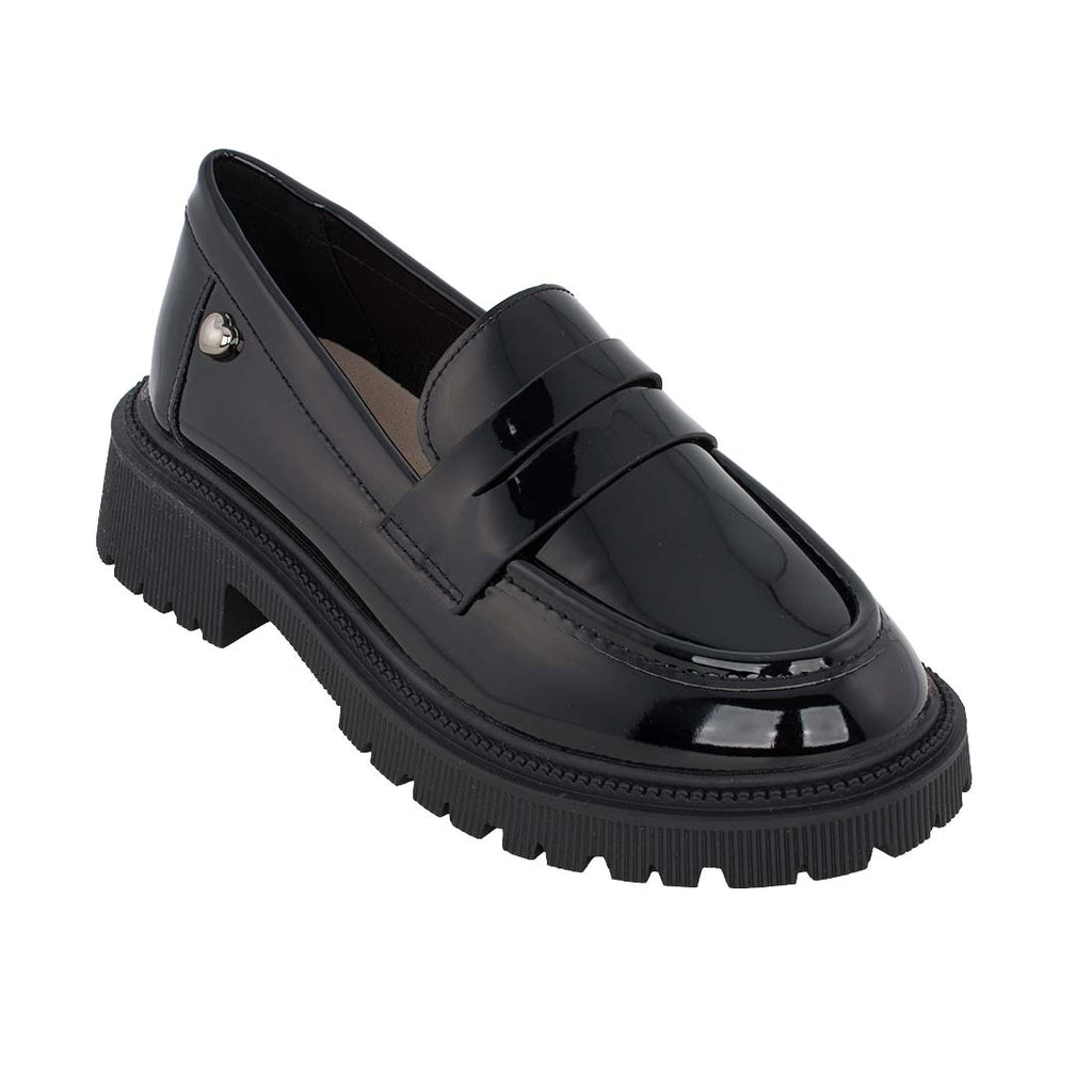 Exe XA84W1302007 Loafers για κορίτσι σε οικολογικό δέρμα Λουστρίν Μαύρη