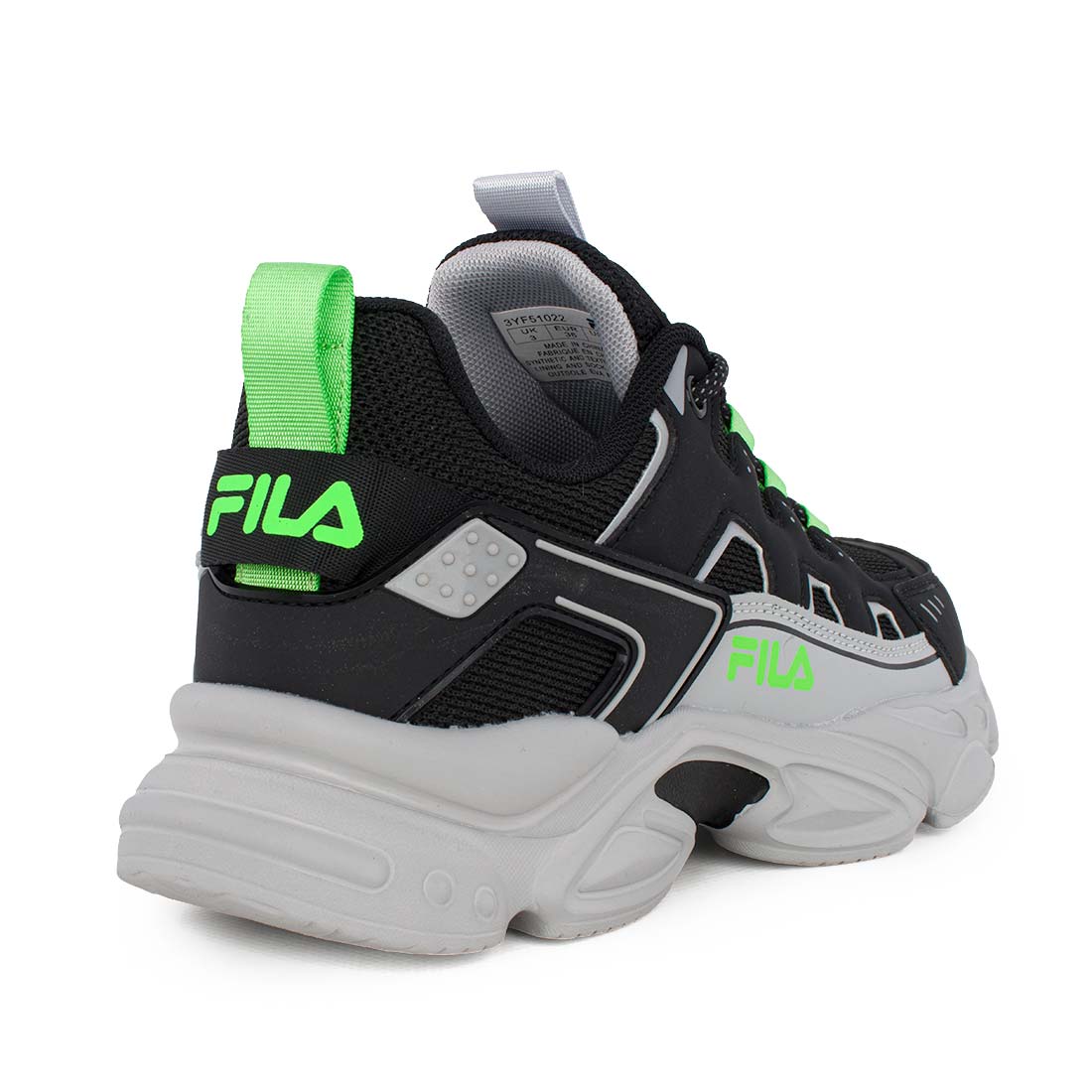 Fila MEMORY SPINEL 3 LACE 3YF51022-036 Αθλητικό για αγόρι σε συνθετικό δέρμα και ύφασμα Λάιμ-Μαύρο