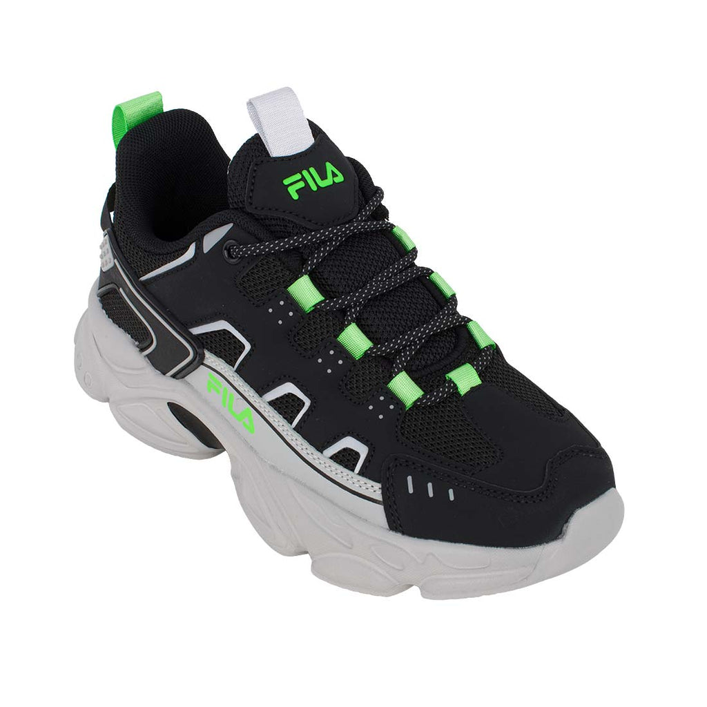 Fila MEMORY SPINEL 3 LACE 3YF51022-036 Αθλητικό για αγόρι σε συνθετικό δέρμα και ύφασμα Λάιμ-Μαύρο