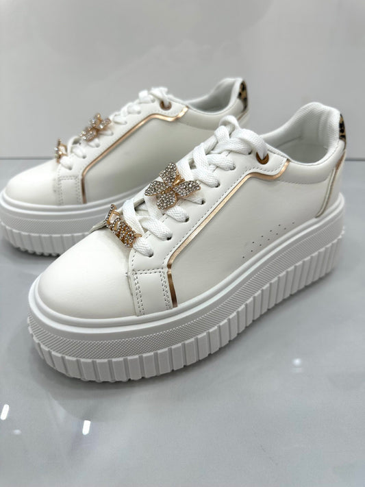 Sneaker Δίσολο Με Χρυσές Λεπτομέρειες White