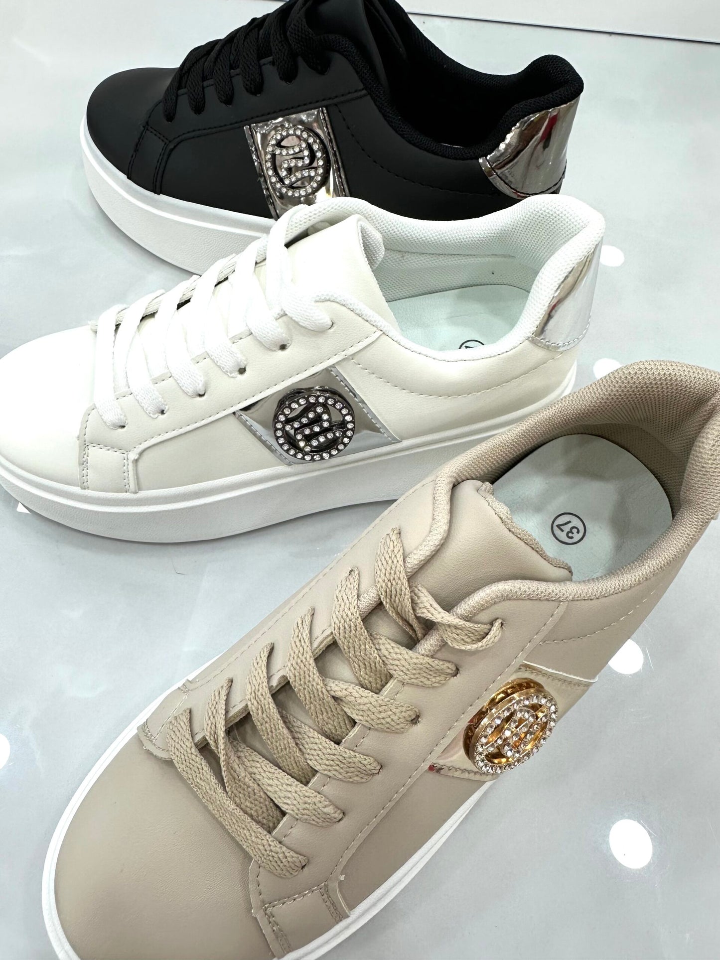 Sneaker Δίσολο με Ασημί Λεπτομέρειες White