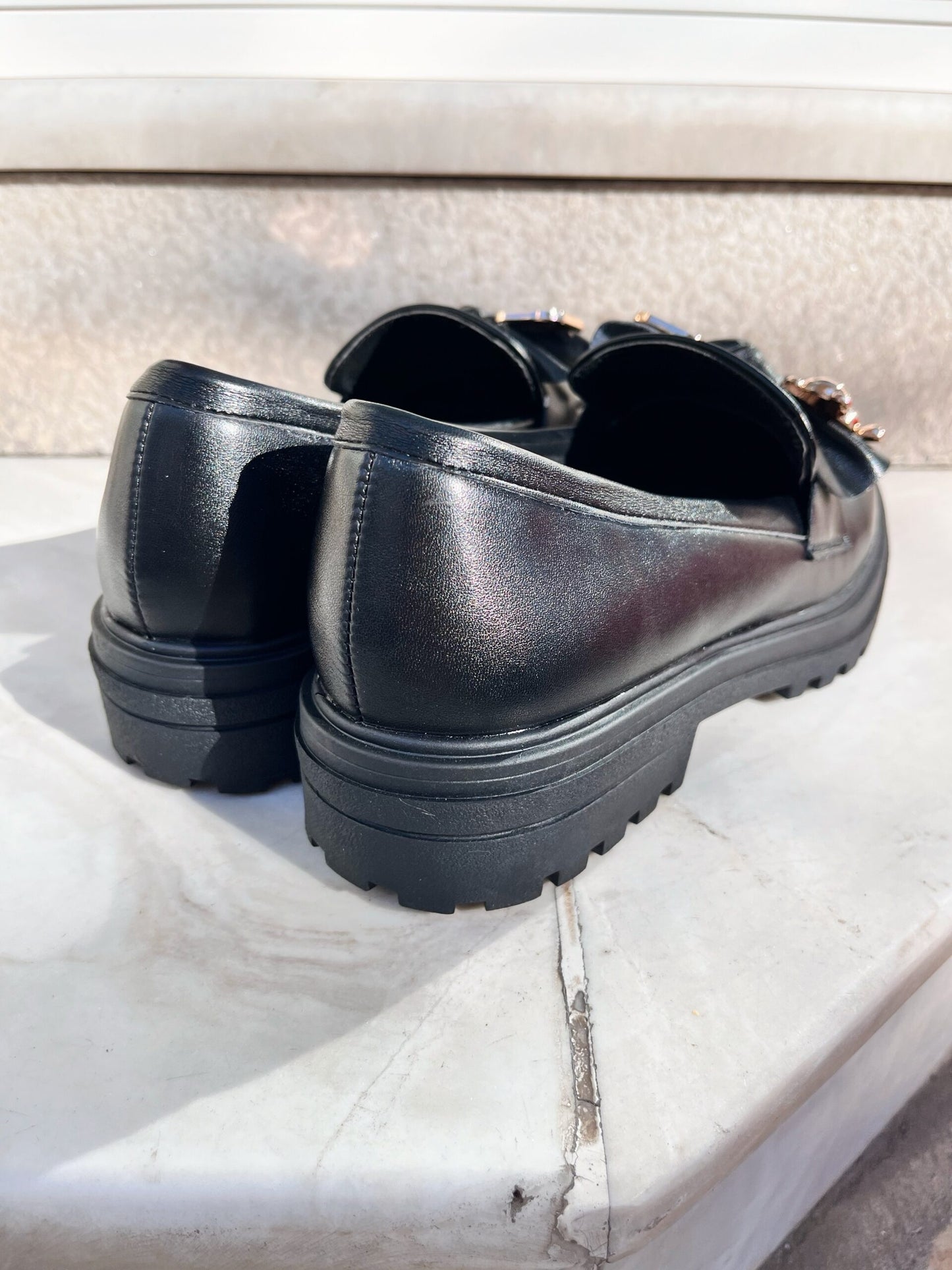 Loafers με Διακοσμητικό Αρκουδάκι Δερματίνη BLACK