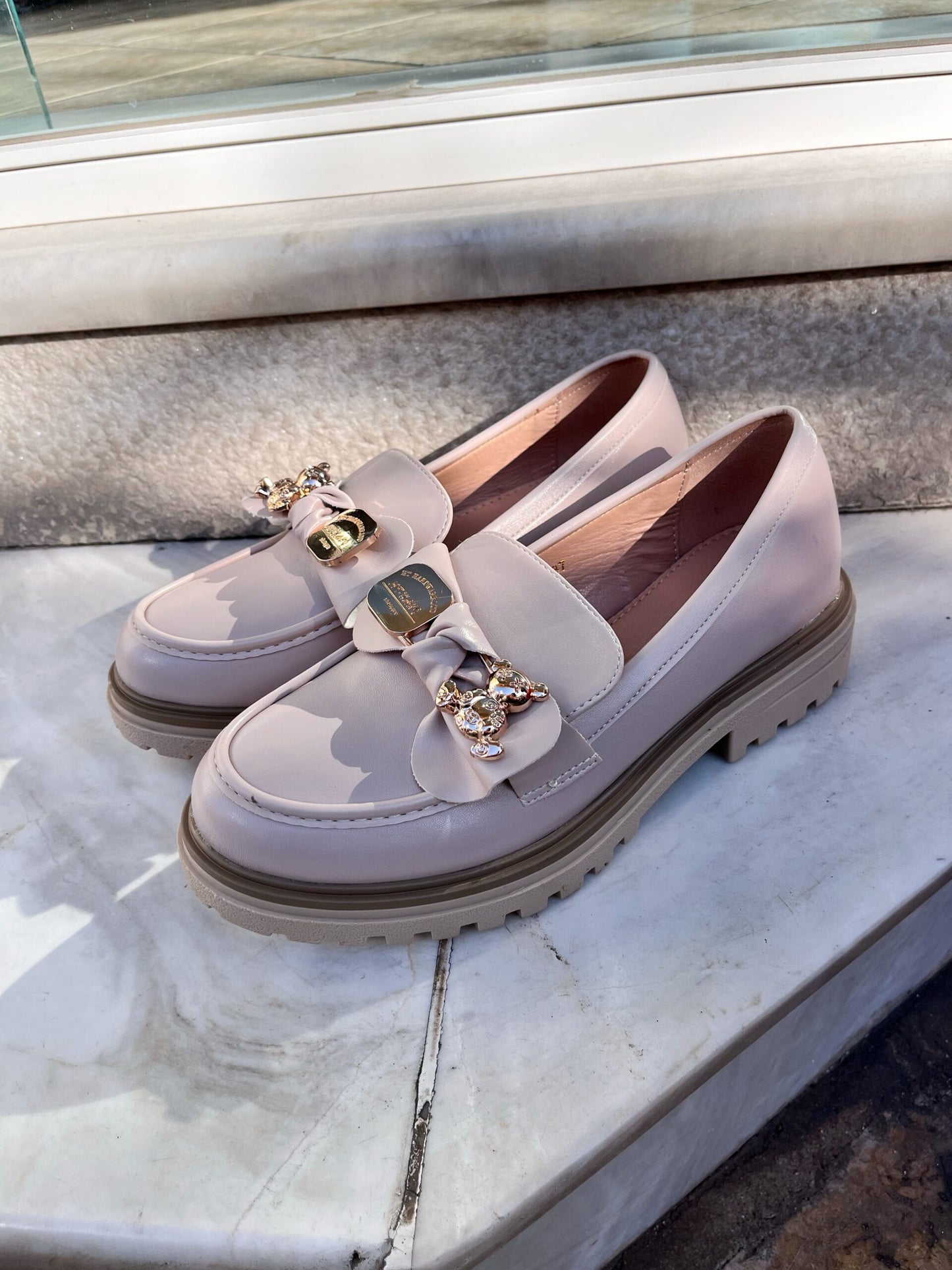 Loafers με Διακοσμητικό Αρκουδάκι Δερματίνη BEIGE