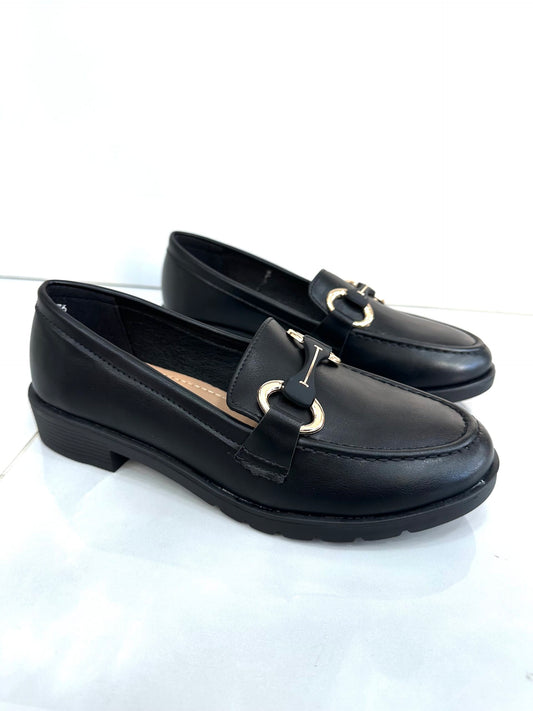 Μαλακά Μοκασίνια με Χρυσή Τόκα Black