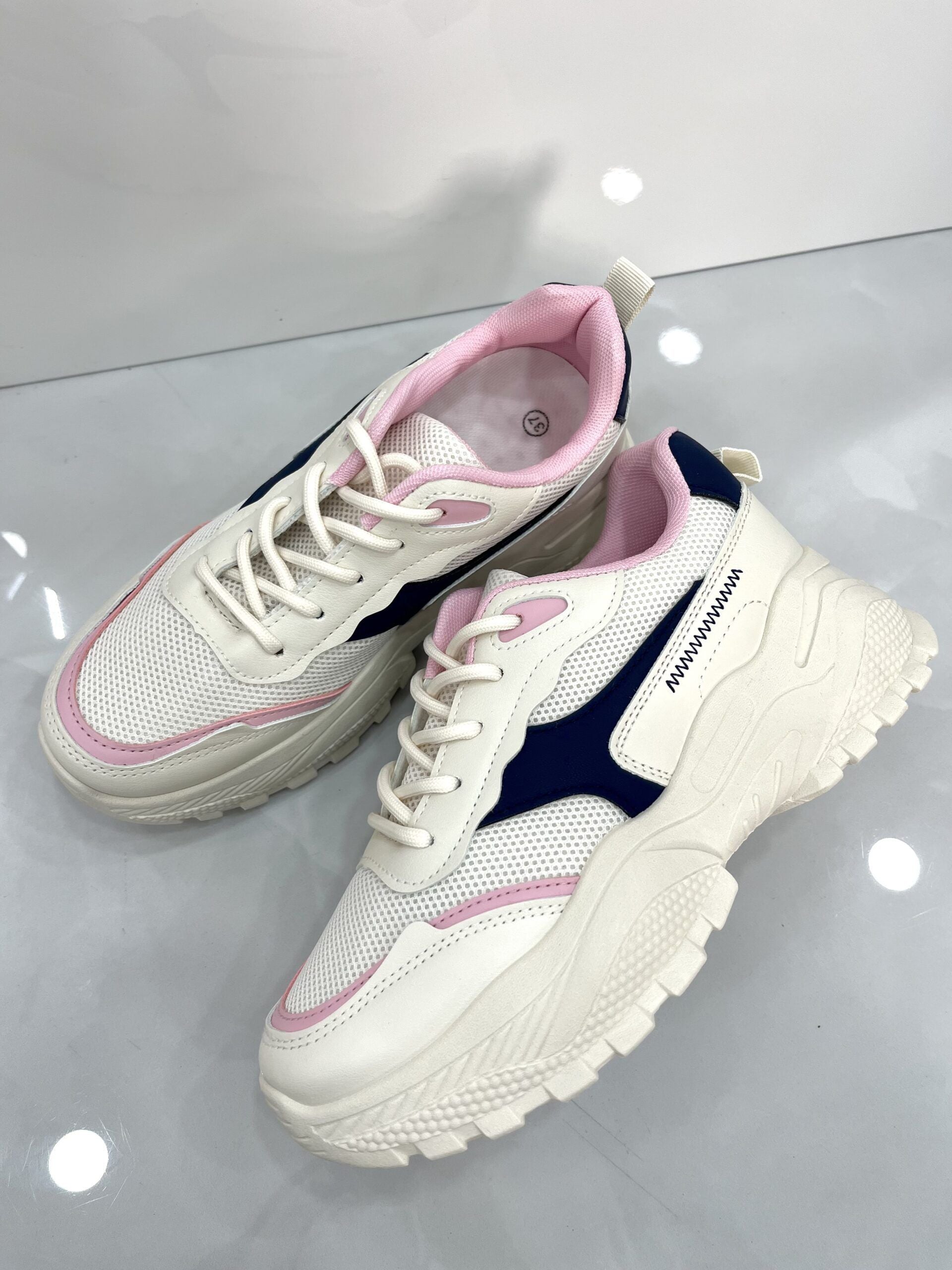Sneakers Δίσολο με Τρακτερωτό Πάτο Beige/Pink