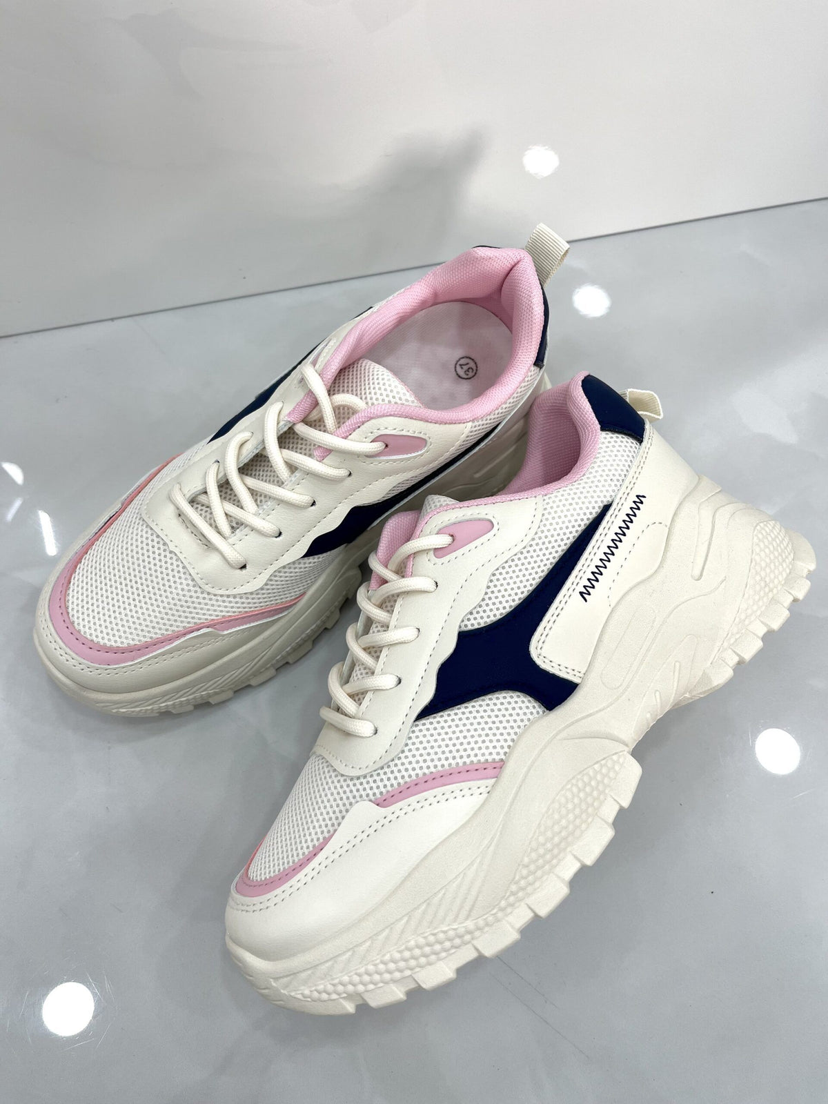 Sneakers Δίσολο με Τρακτερωτό Πάτο Beige/Pink