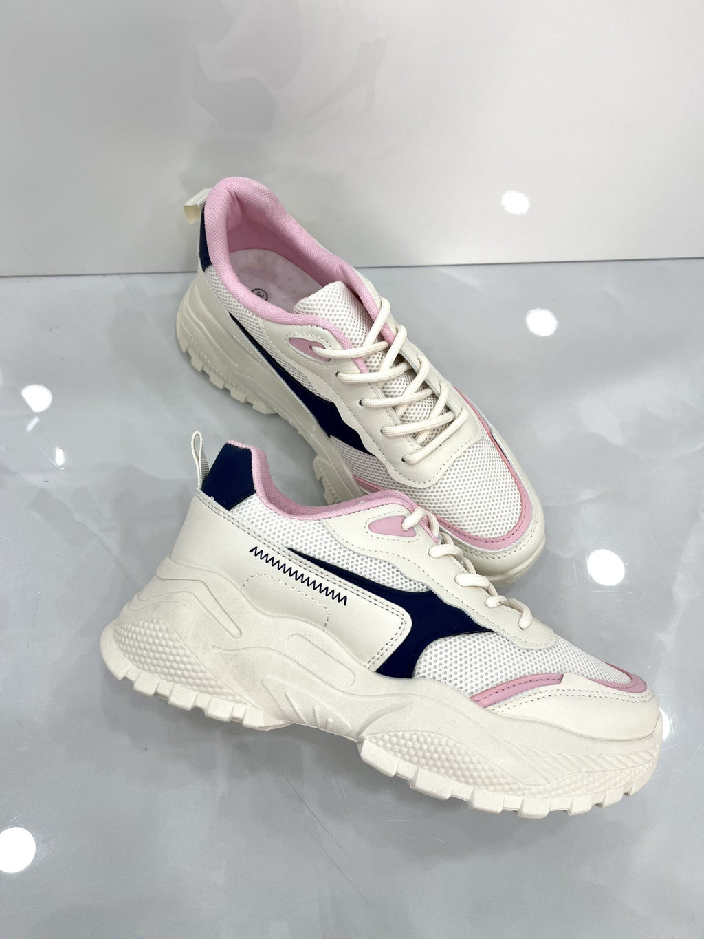 Sneakers Δίσολο με Τρακτερωτό Πάτο Beige/Pink
