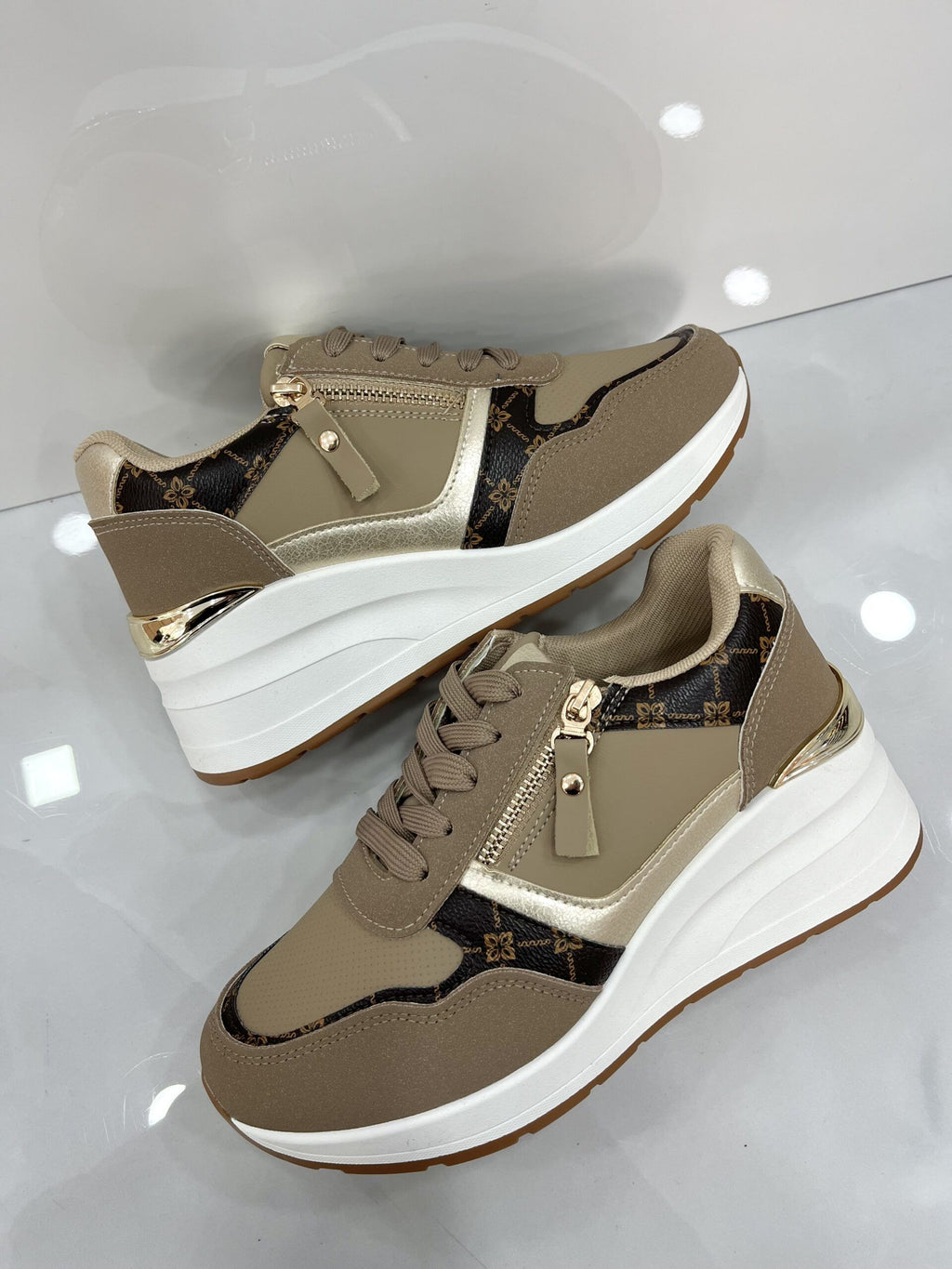 Sneakers με Πλατφόρμα και Φερμουάρ Khaki