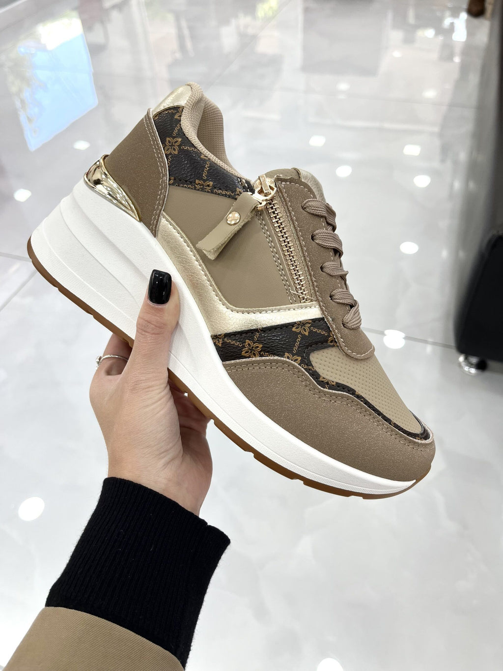 Sneakers με Πλατφόρμα και Φερμουάρ Khaki