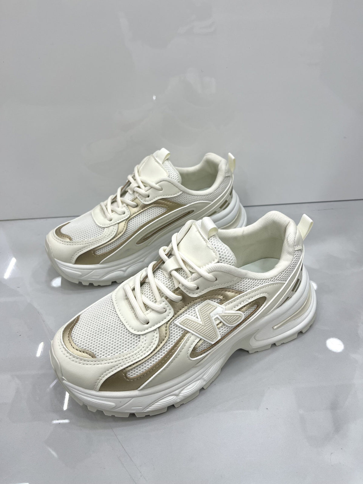 Sneakers με Αφρόσολα Beige/Gold