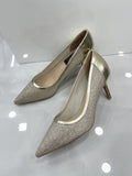Heels Strass με Μεσαίο Λεπτό Τακούνι Gold