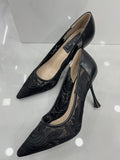 Heels με Ανάγλυφο Σχέδιο και Ψηλό Λεπτό Τακούνι Black