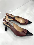 Heels Mule με Λεπτό Χαμηλό Τακούνι Wine/Black