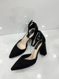 Heels με Χοντρό Ψηλό Τακούνι με Ύφασμα Black
