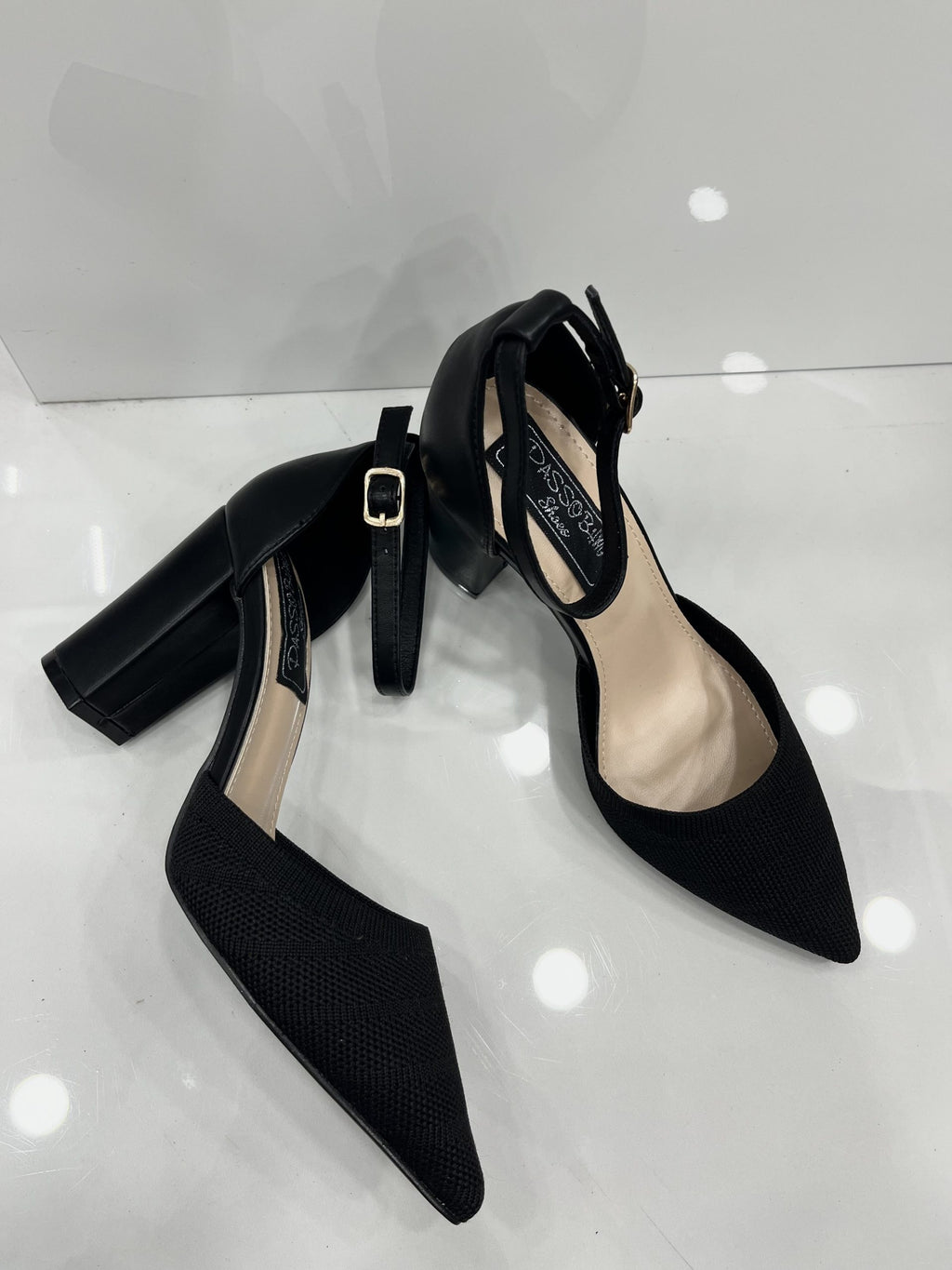 Heels με Χοντρό Ψηλό Τακούνι με Ύφασμα Black