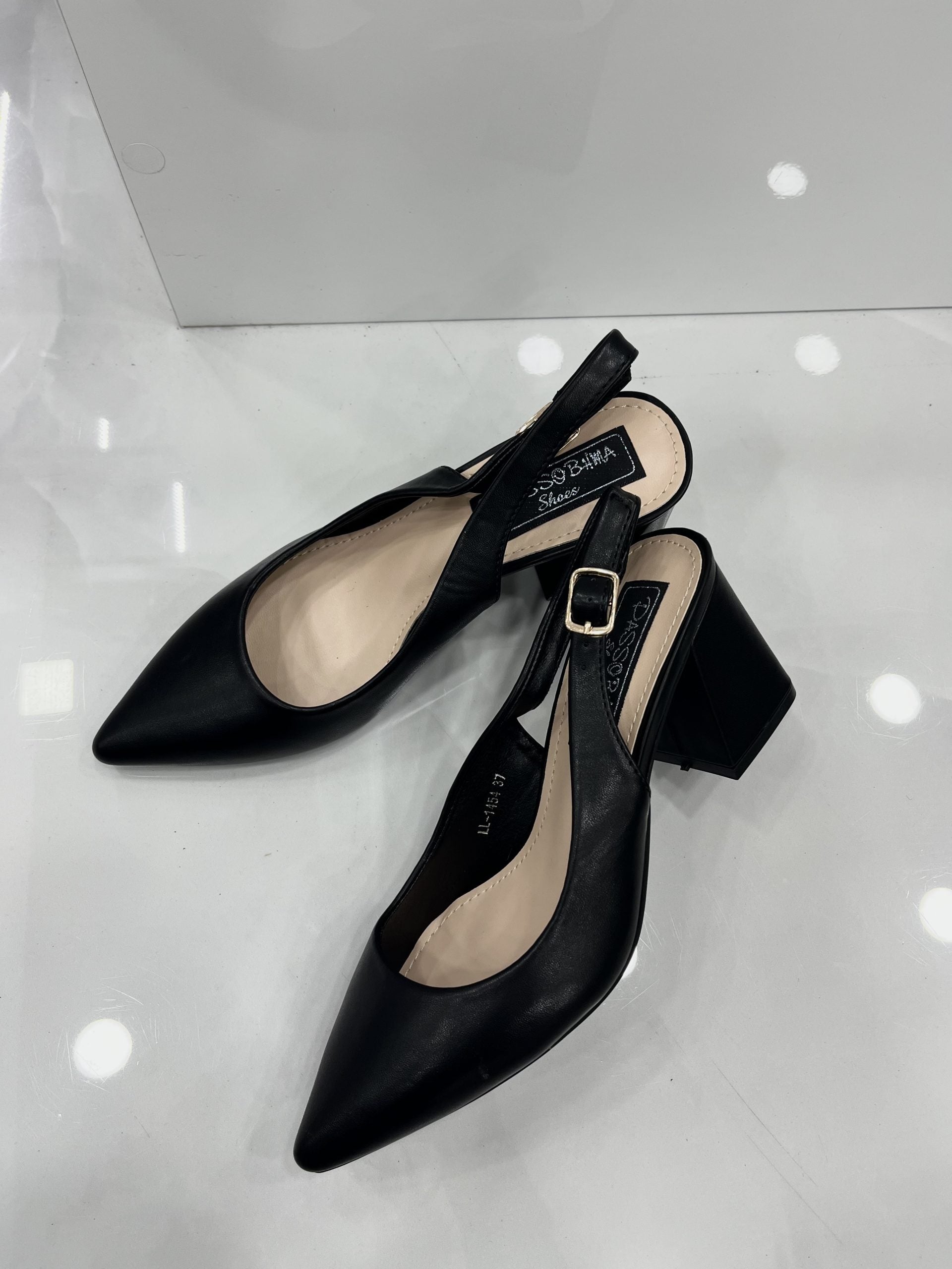 Heels Mule με Χοντρό Μεσαίο Τακούνι Black