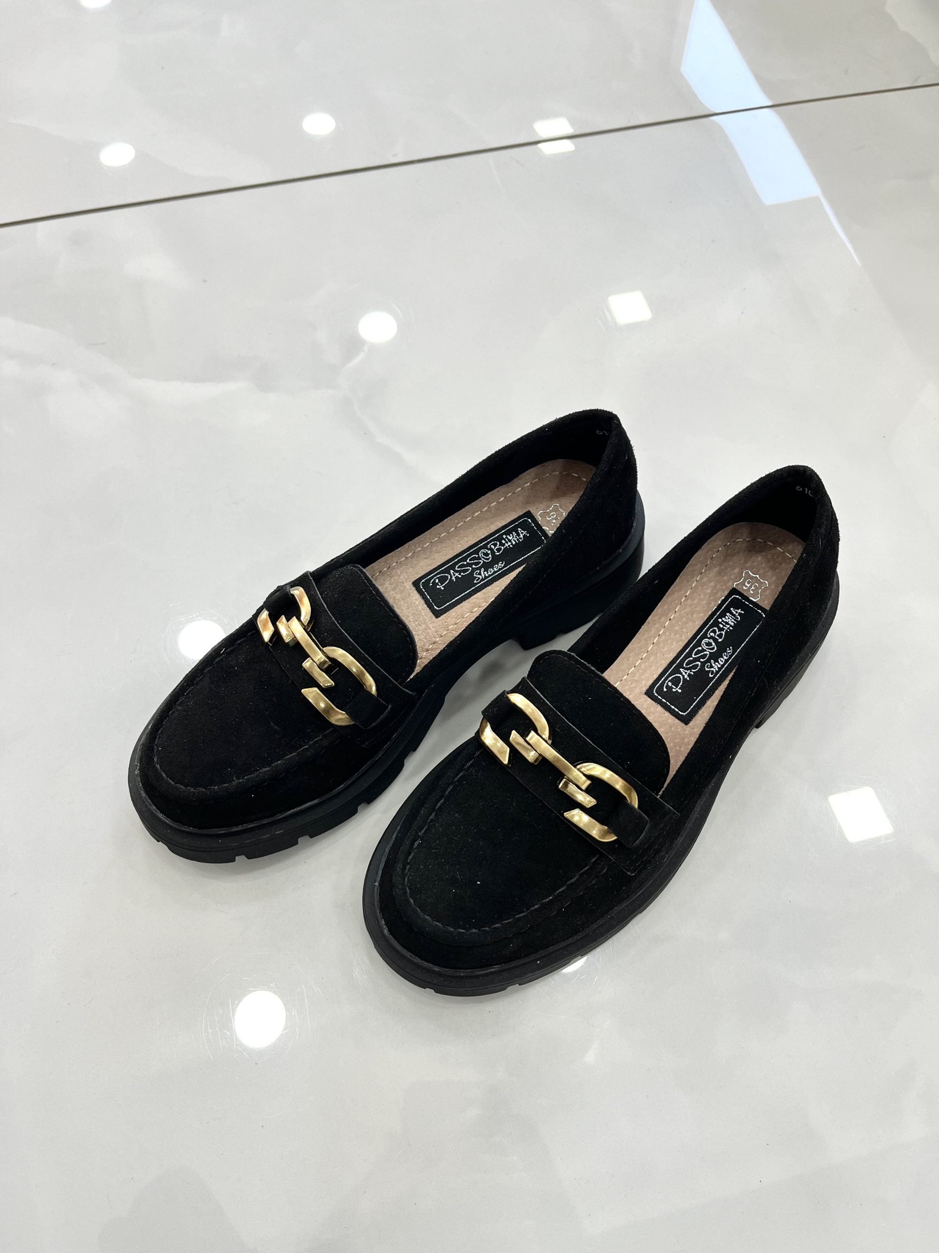 Loafers Καστόρ με Τρακτερωτό Πάτο Black
