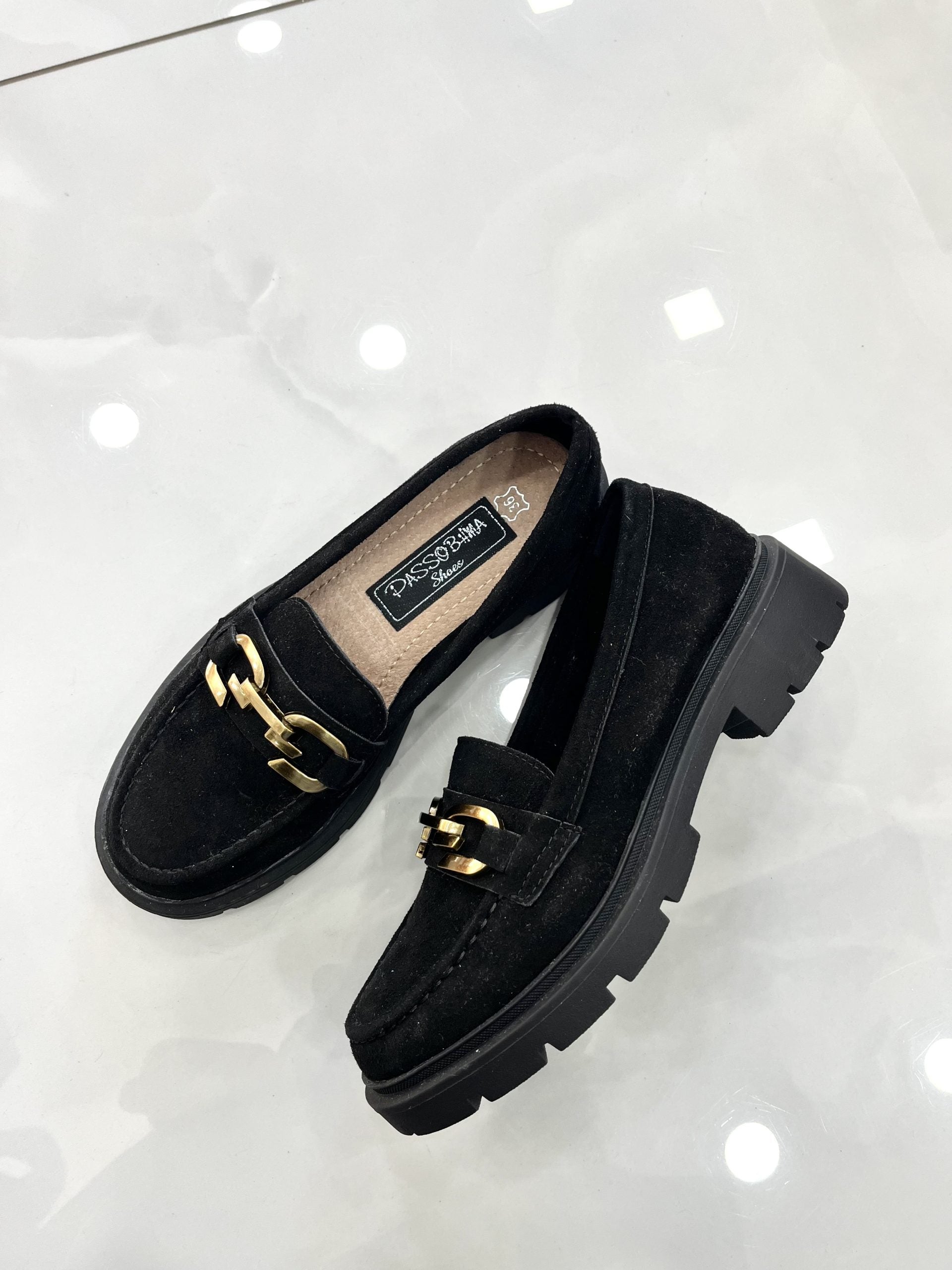 Loafers Καστόρ με Τρακτερωτό Πάτο Black