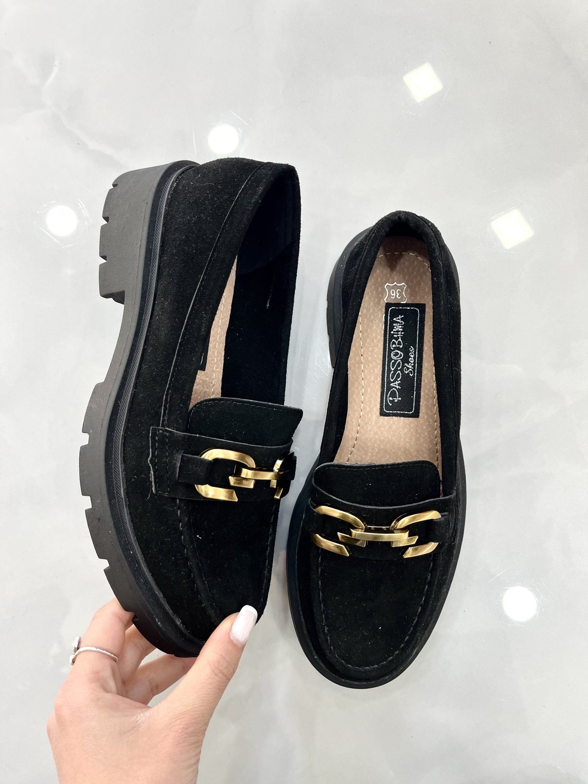 Loafers Καστόρ με Τρακτερωτό Πάτο Black
