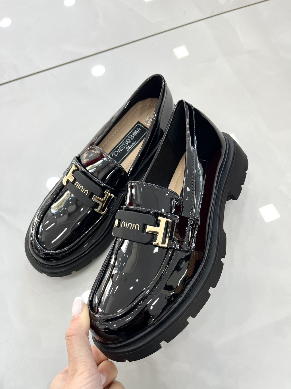 Loafers Λουστρίν με Τρακτερωτό Πάτο Black