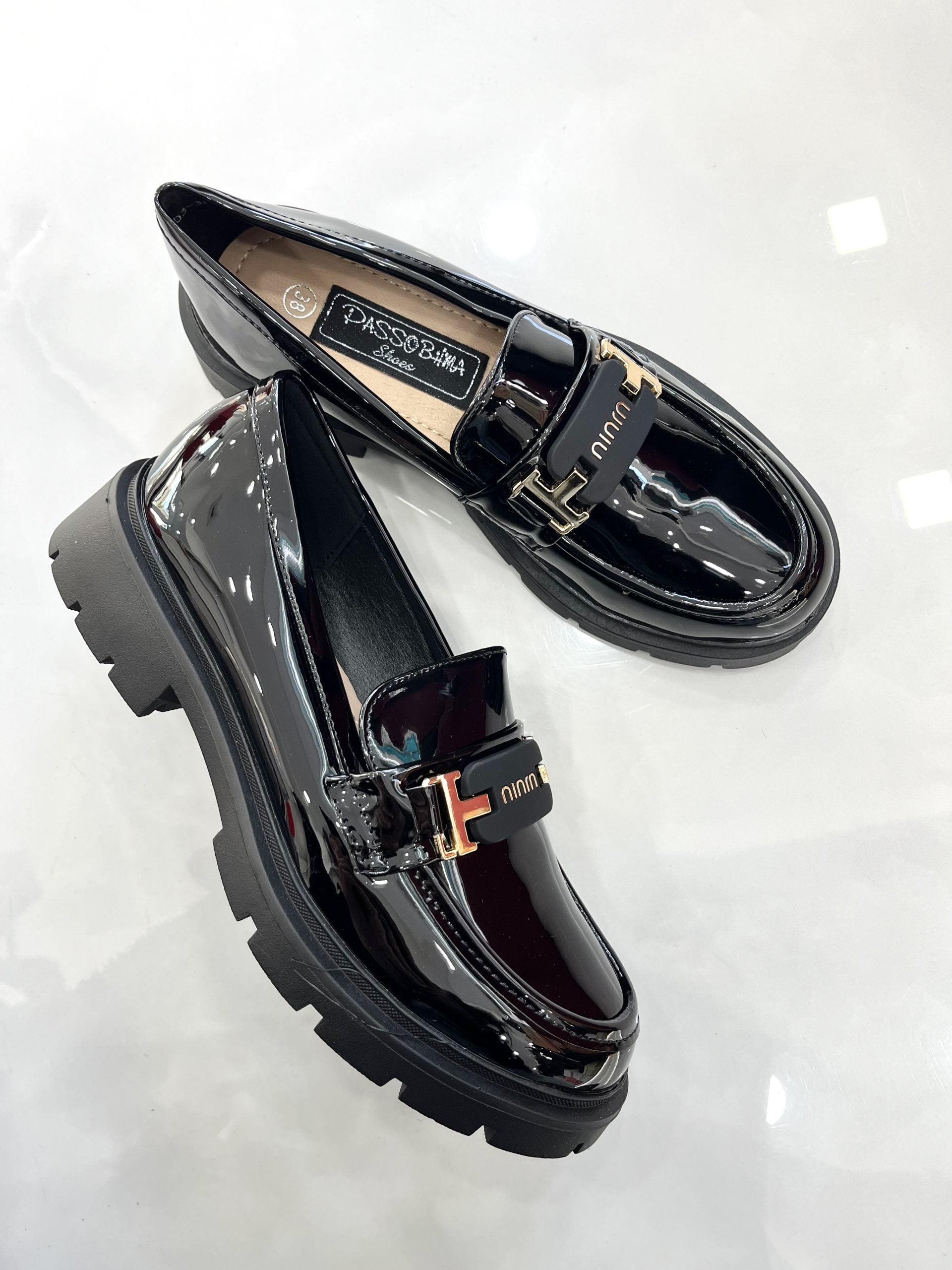 Loafers Λουστρίν με Τρακτερωτό Πάτο Black
