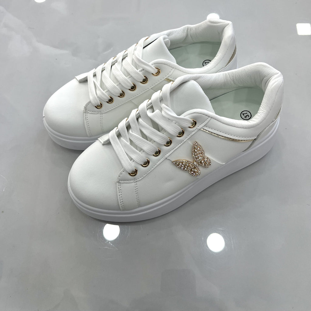 Sneaker Gold Butterfly White