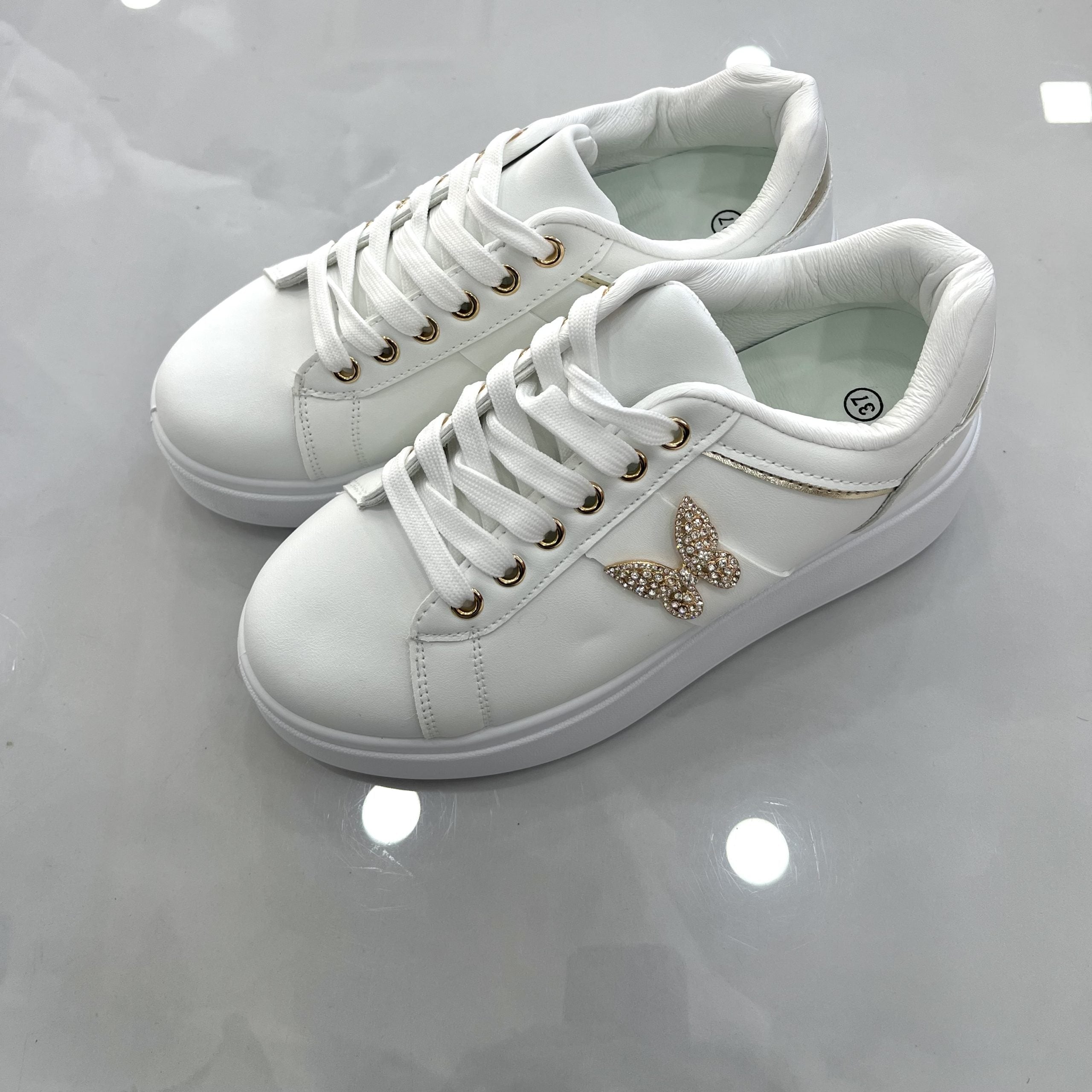 Sneaker Gold Butterfly White
