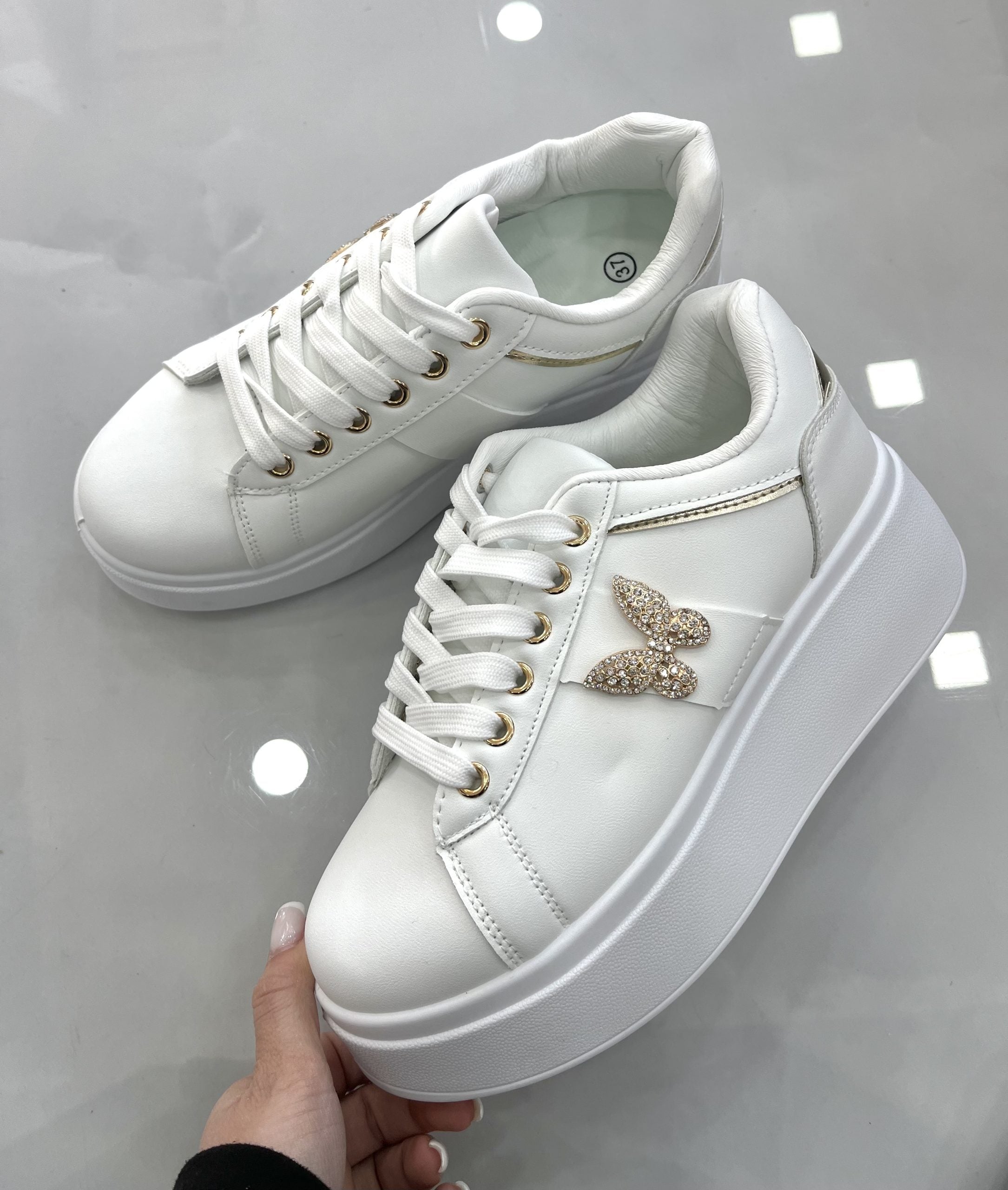Sneaker Gold Butterfly White