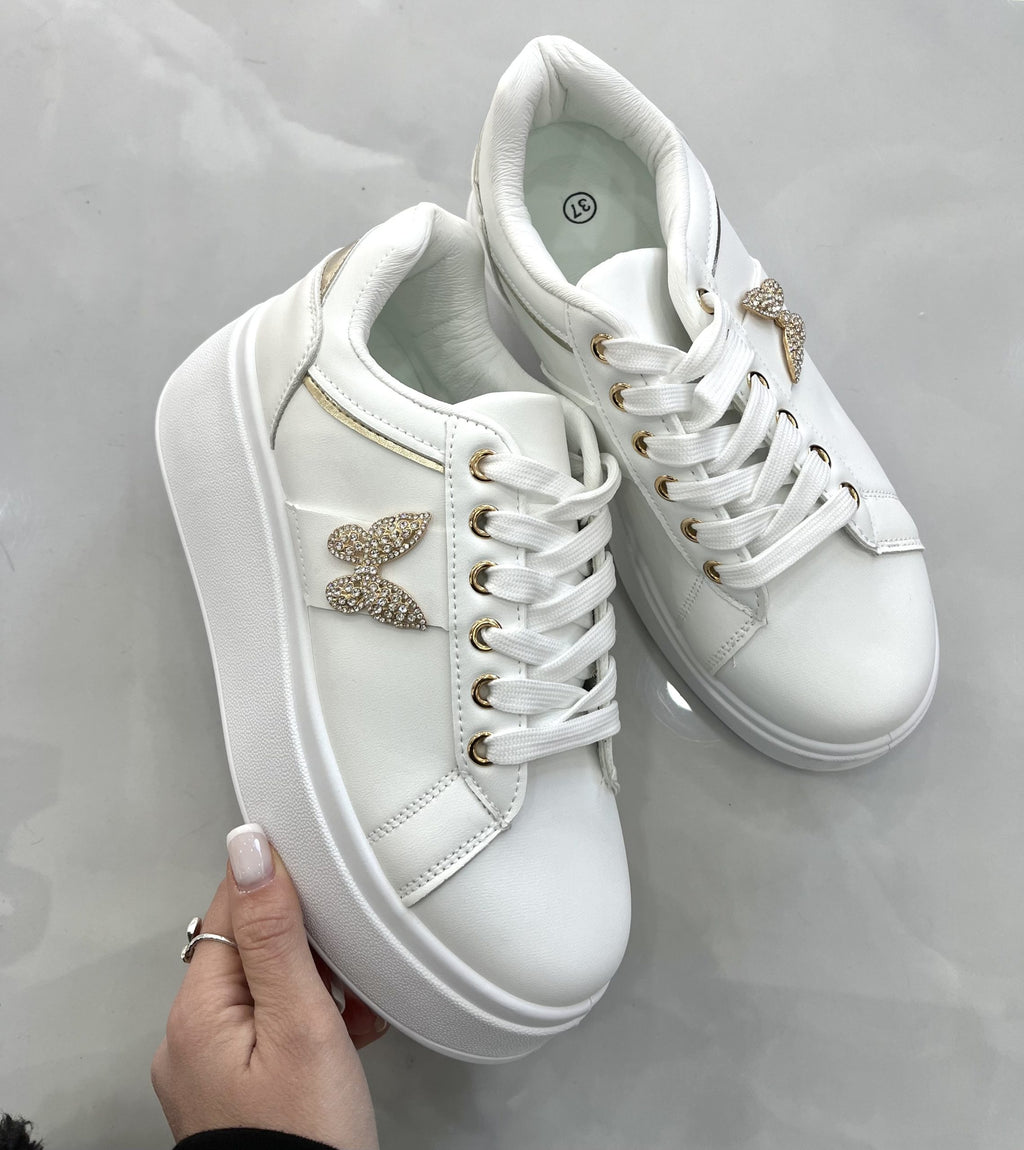 Sneaker Gold Butterfly White