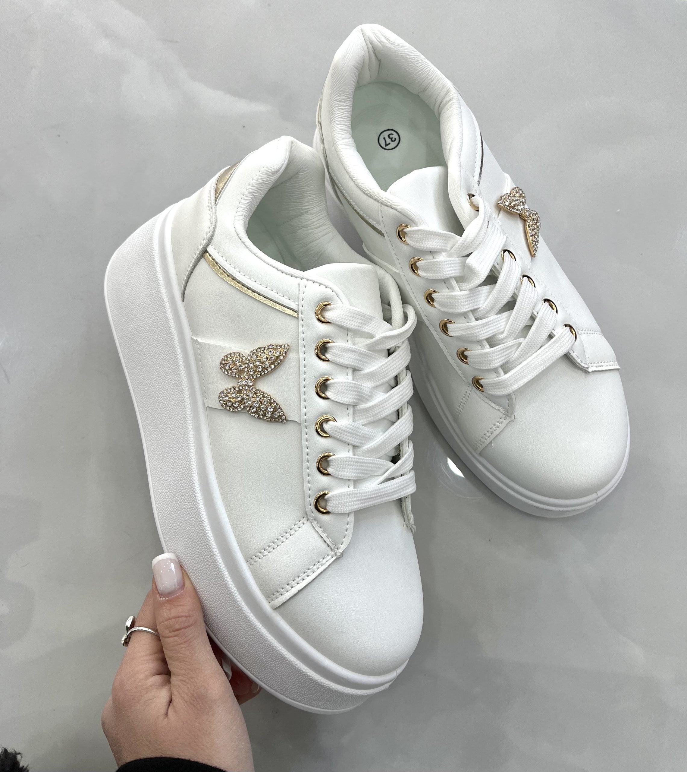 Sneaker Gold Butterfly White