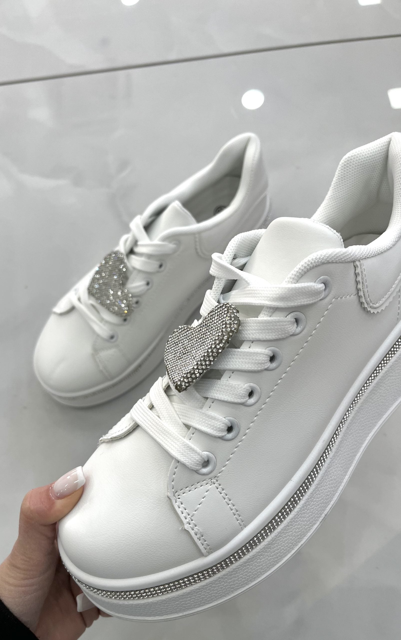 Sneaker Strass Love White