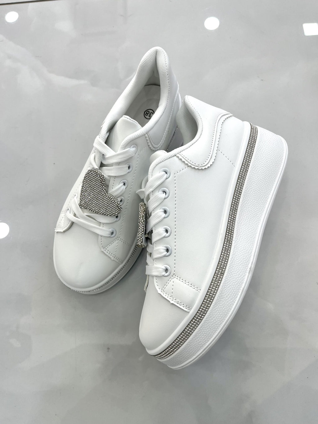 Sneaker Strass Love White