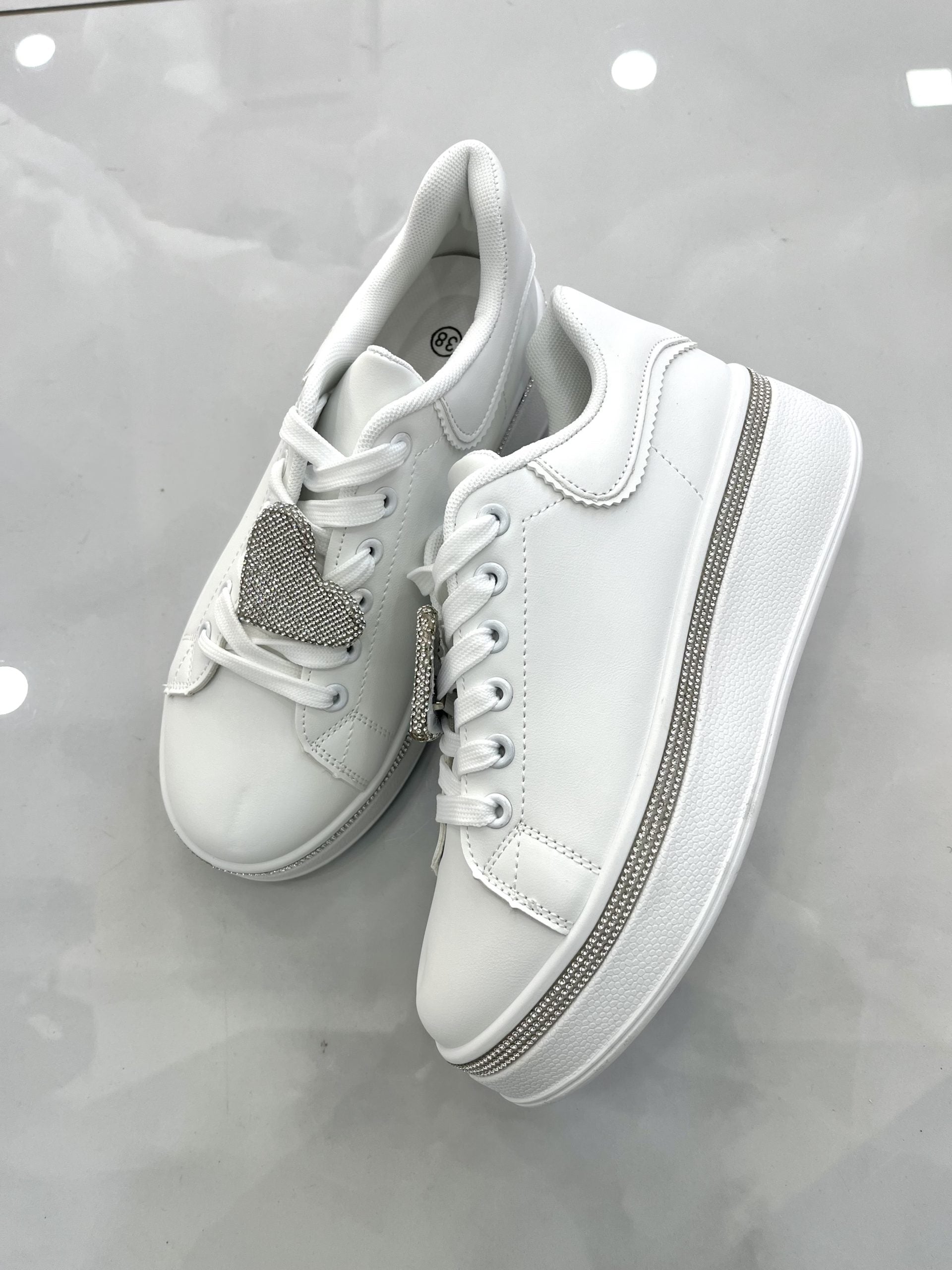 Sneaker Strass Love White