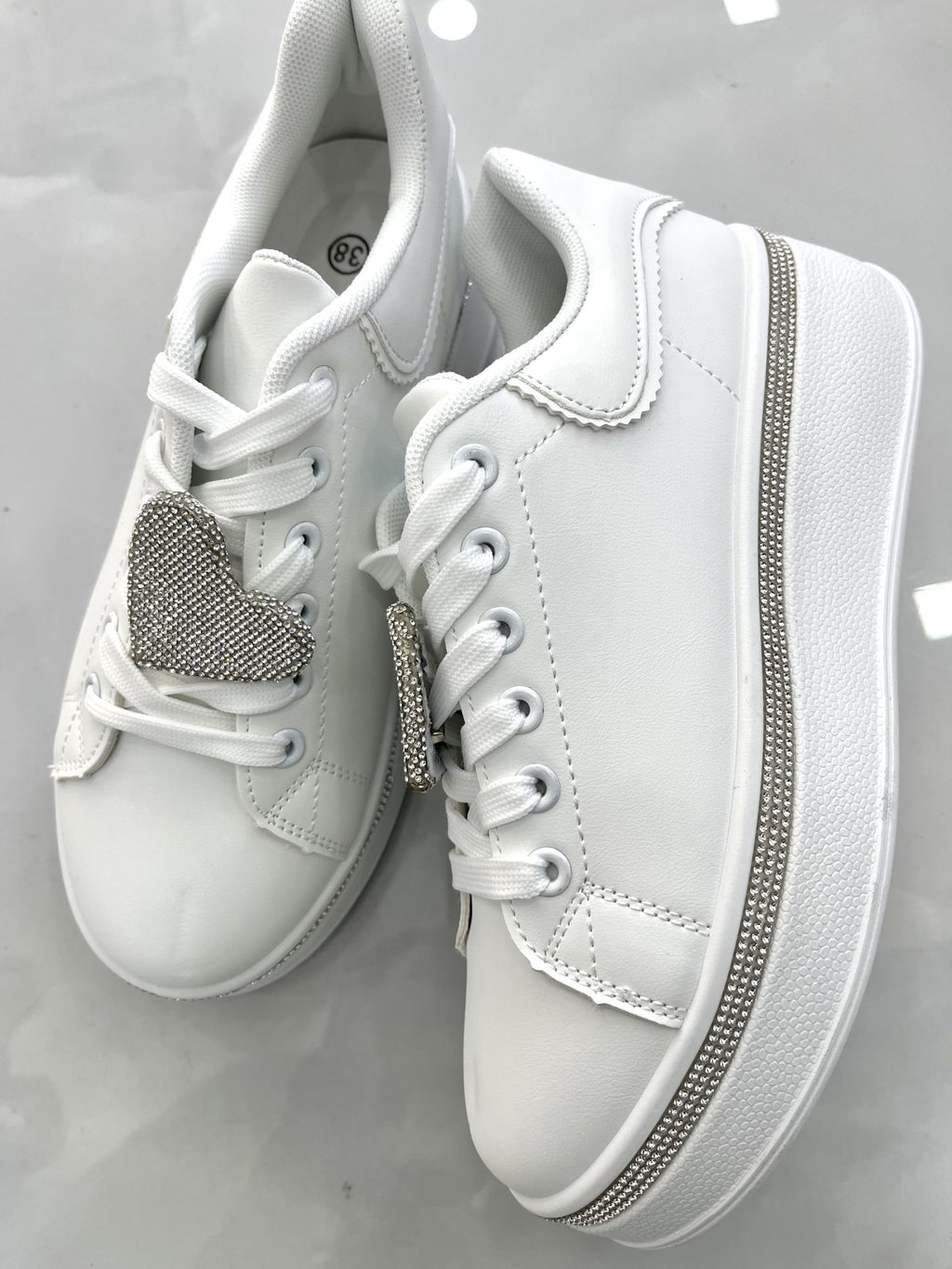 Sneaker Strass Love White