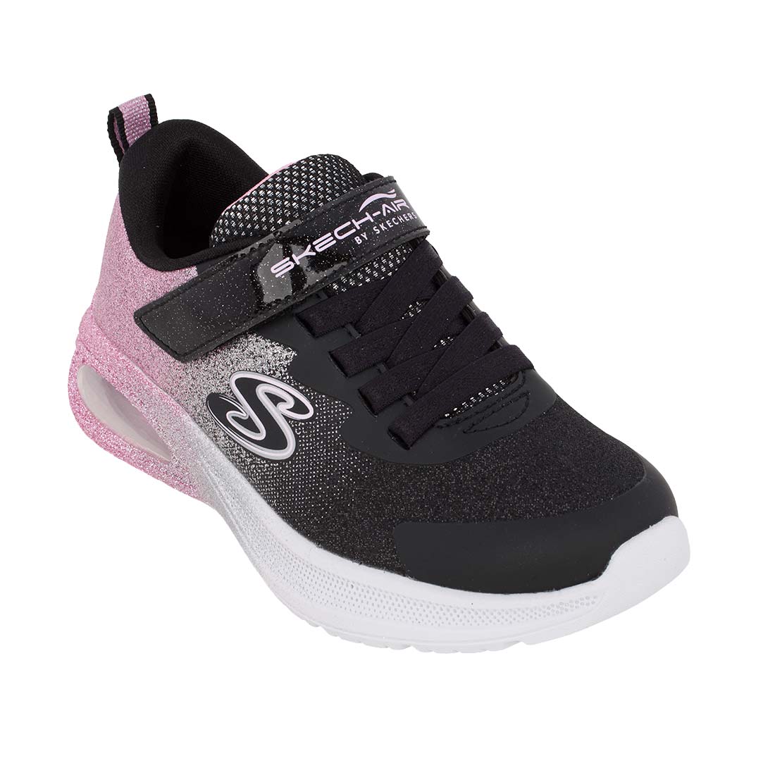 Skechers 303859L/BKRG Αθλητικό για κορίτσι σε συνθετικό υλικό και αδιαβροχοποιημένο ύφασμα Glitter Ροζ-Ασημί-Μαύρο