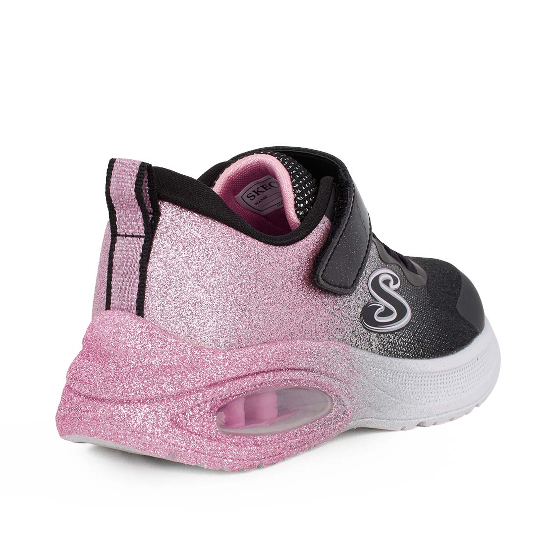 Skechers 303859L/BKRG Αθλητικό για κορίτσι σε συνθετικό υλικό και αδιαβροχοποιημένο ύφασμα Glitter Ροζ-Ασημί-Μαύρο