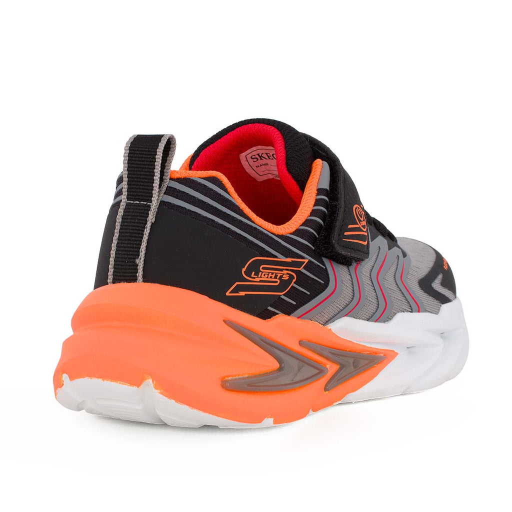 Skechers 400141LC/BKCC Αθλητικό με φωτάκια On/Off για αγόρι σε συνθετικό υλικό και ύφασμα Πορτοκαλί-Μαύρο-Γκρί