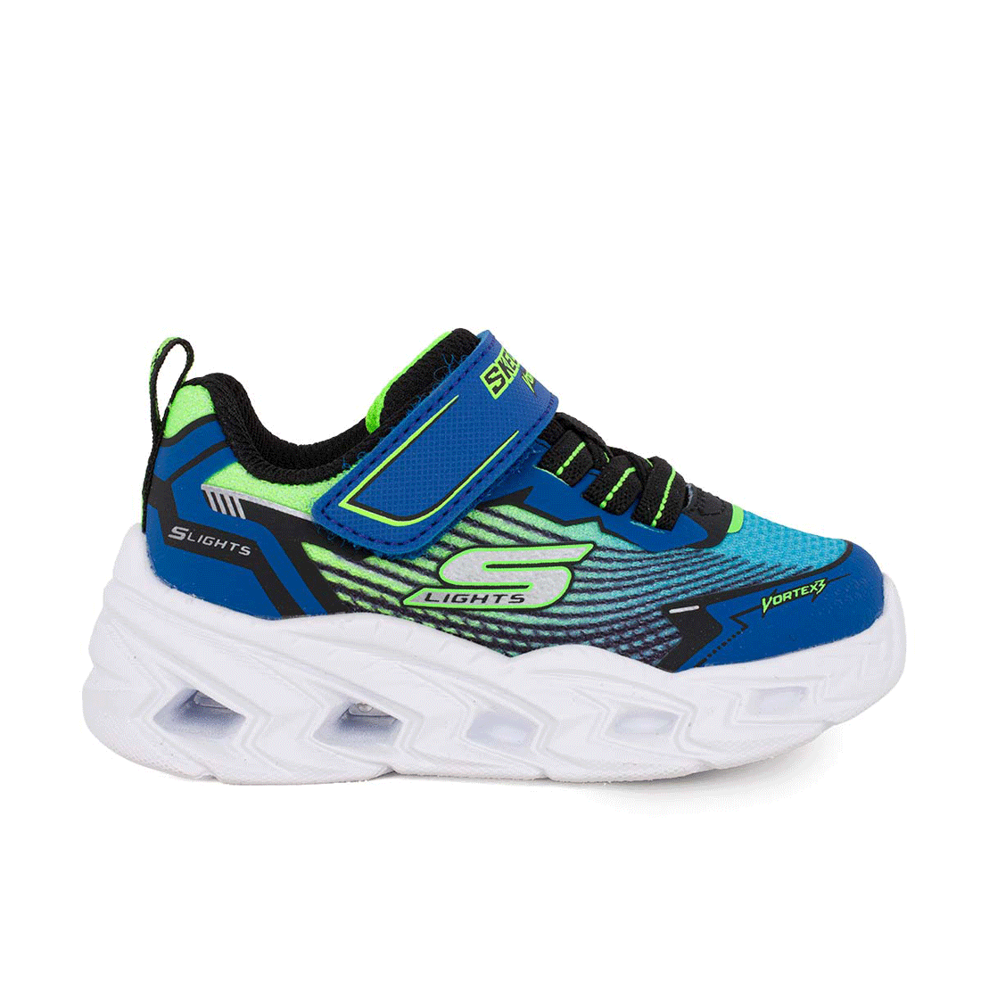 Skechers 400590N/BBLM Αθλητικό με φωτάκια On/Off για αγόρι σε συνθετικό υλικό και αδιαβροχοποιημένο ύφασμα Λάιμ-Μπλέ