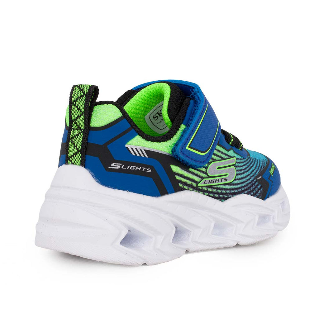 Skechers 400590N/BBLM Αθλητικό με φωτάκια On/Off για αγόρι σε συνθετικό υλικό και αδιαβροχοποιημένο ύφασμα Λάιμ-Μπλέ
