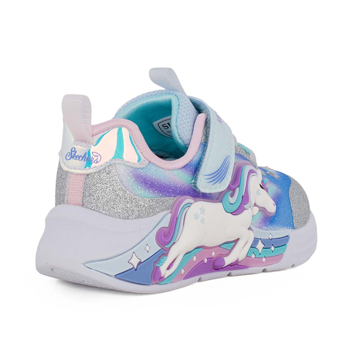 Skechers 302298L/SMLT  Unicorn Αθλητικό με φωτάκια On/Off για κορίτσι σε συνθετικό υλικό και αδιαβροχοποιημένο ύφασμα Πολύχρωμο  Ασημί