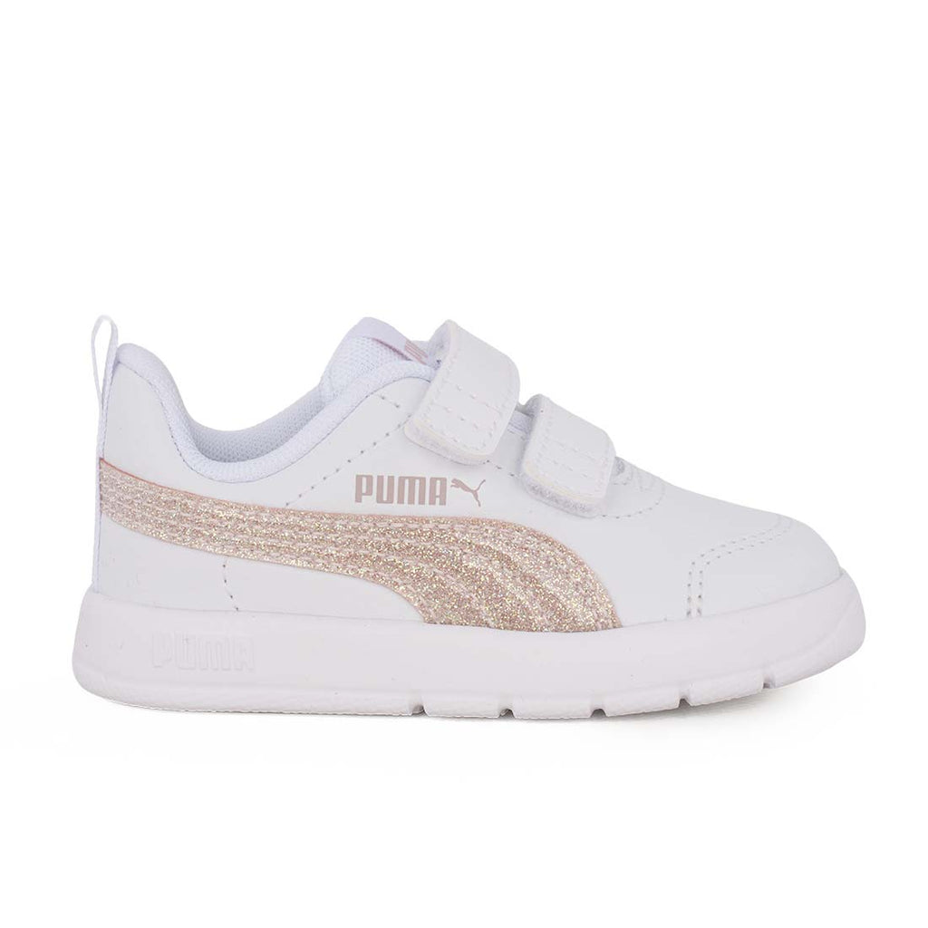 Puma Courflex V3 Glitz V Inf 408382 01 Causal Sneaker σε οικολογικό δέρμα για κορίτσι Χρυσό-Λευκό