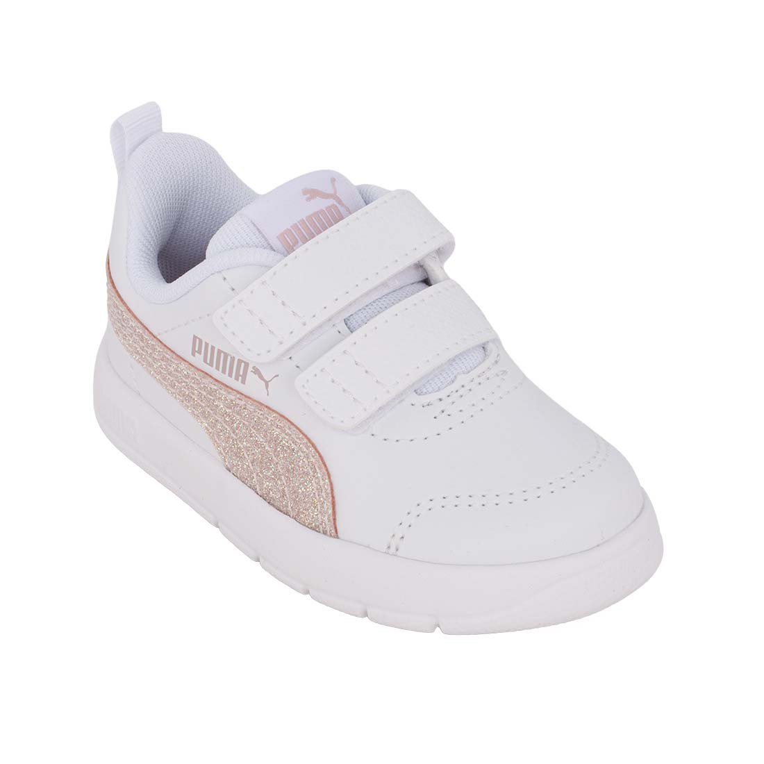 Puma Courflex V3 Glitz V Inf 408382 01 Causal Sneaker σε οικολογικό δέρμα για κορίτσι Χρυσό-Λευκό